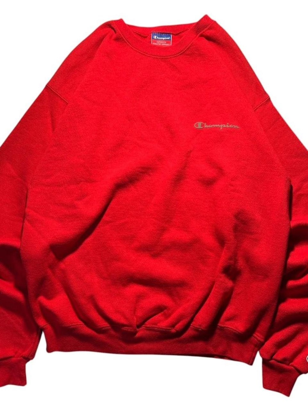 Champion Small Script Logo Red Sweatshirt